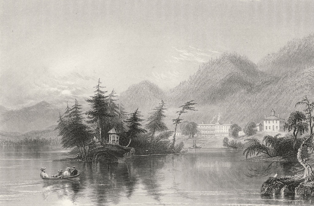 Caldwell (Lake George), New York. WH BARTLETT 1840 old antique print picture